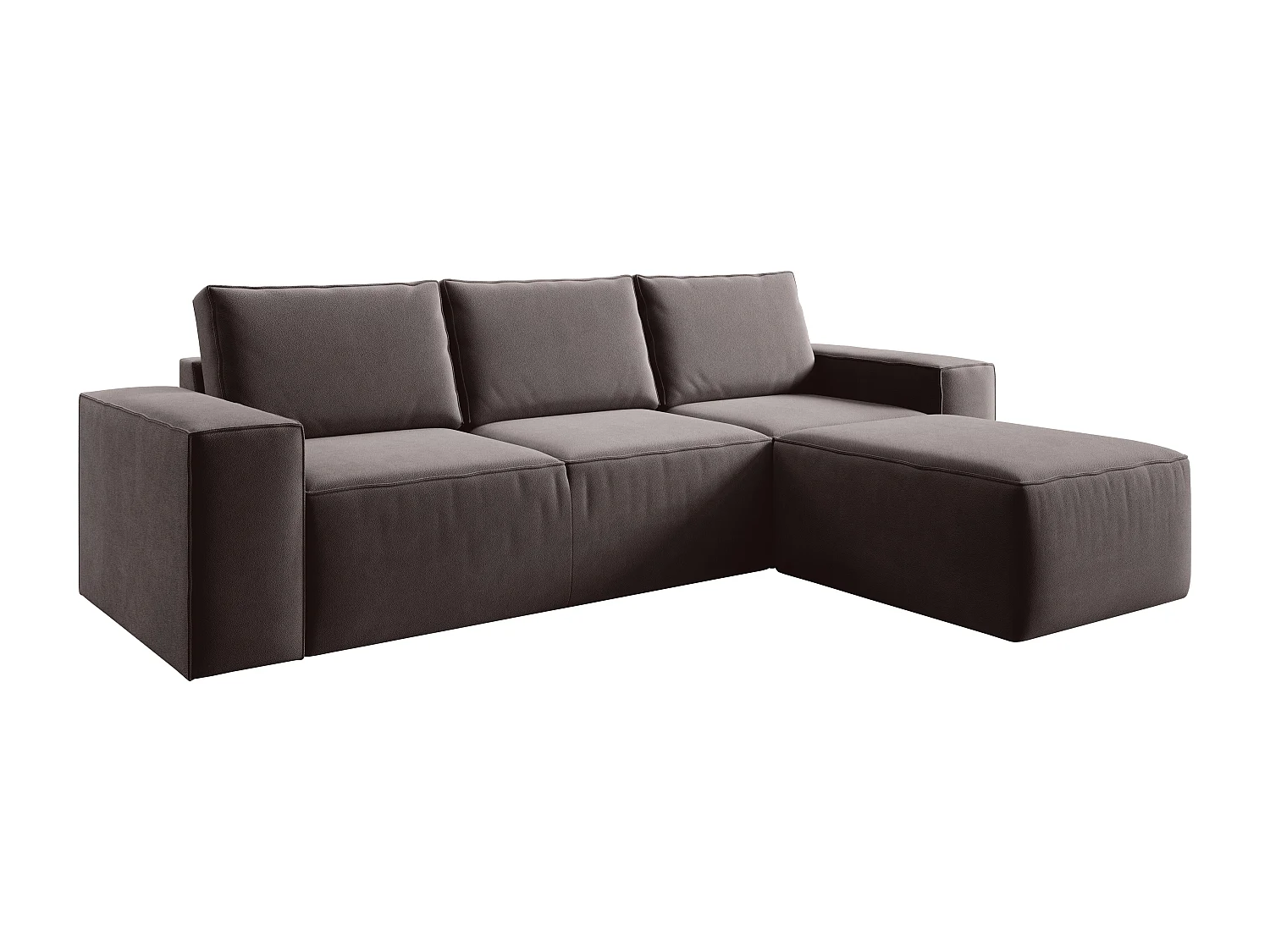 Canapé d'angle droit convertible moderne tissu marron Willace 302cm