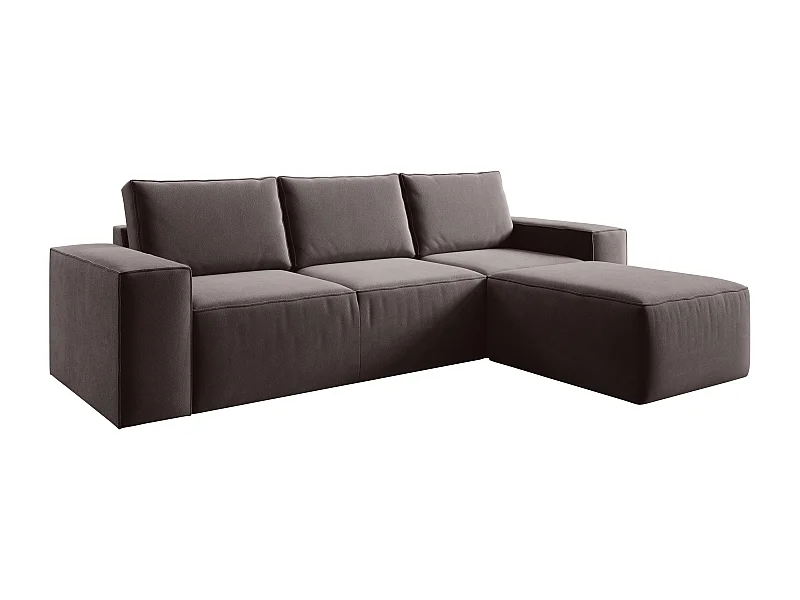 Canapé d'angle droit convertible moderne tissu marron Willace 302cm