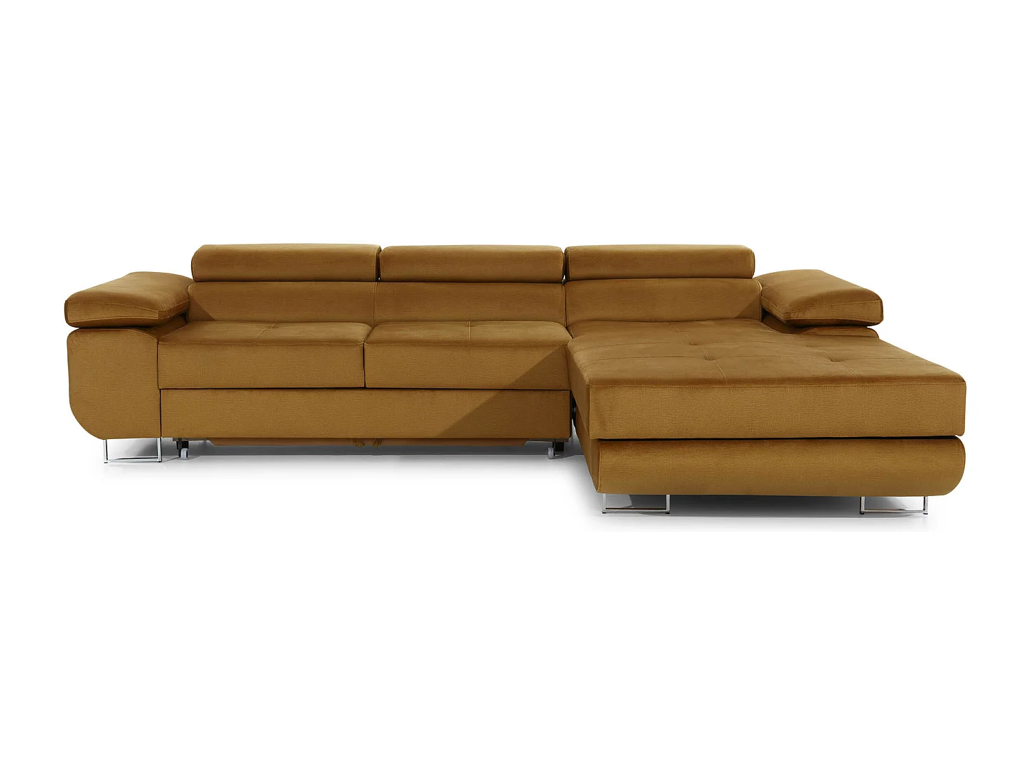 Canapé convertible d'angle droit velours gris clair avec rangement Wile 280cm