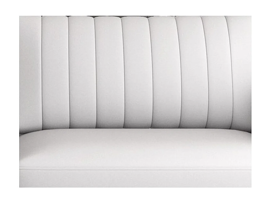 Designer 3/4-zits slaapbank in wit kunstleer en chroomstalen poten Eliza 250 cm