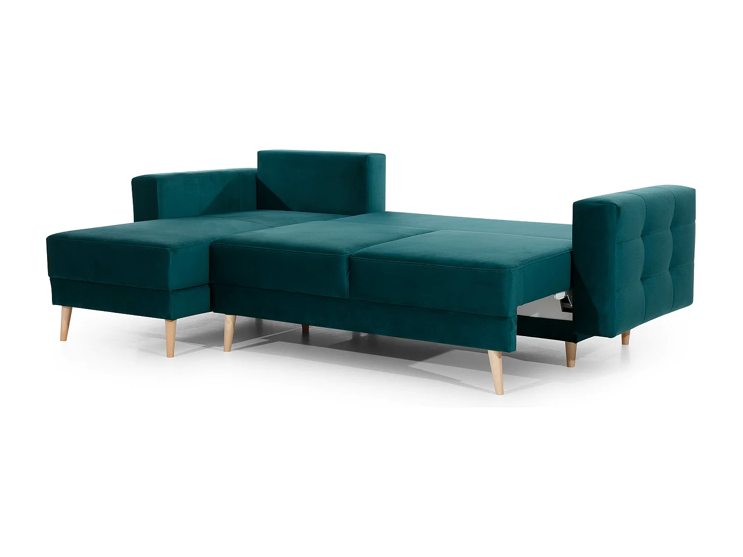 Canapé d'angle réversible et convertible simili cuir beige clair Anska 250cm