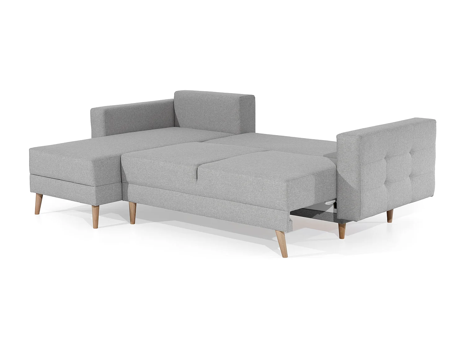 Canapé d'angle réversible et convertible simili cuir beige clair Anska 250cm