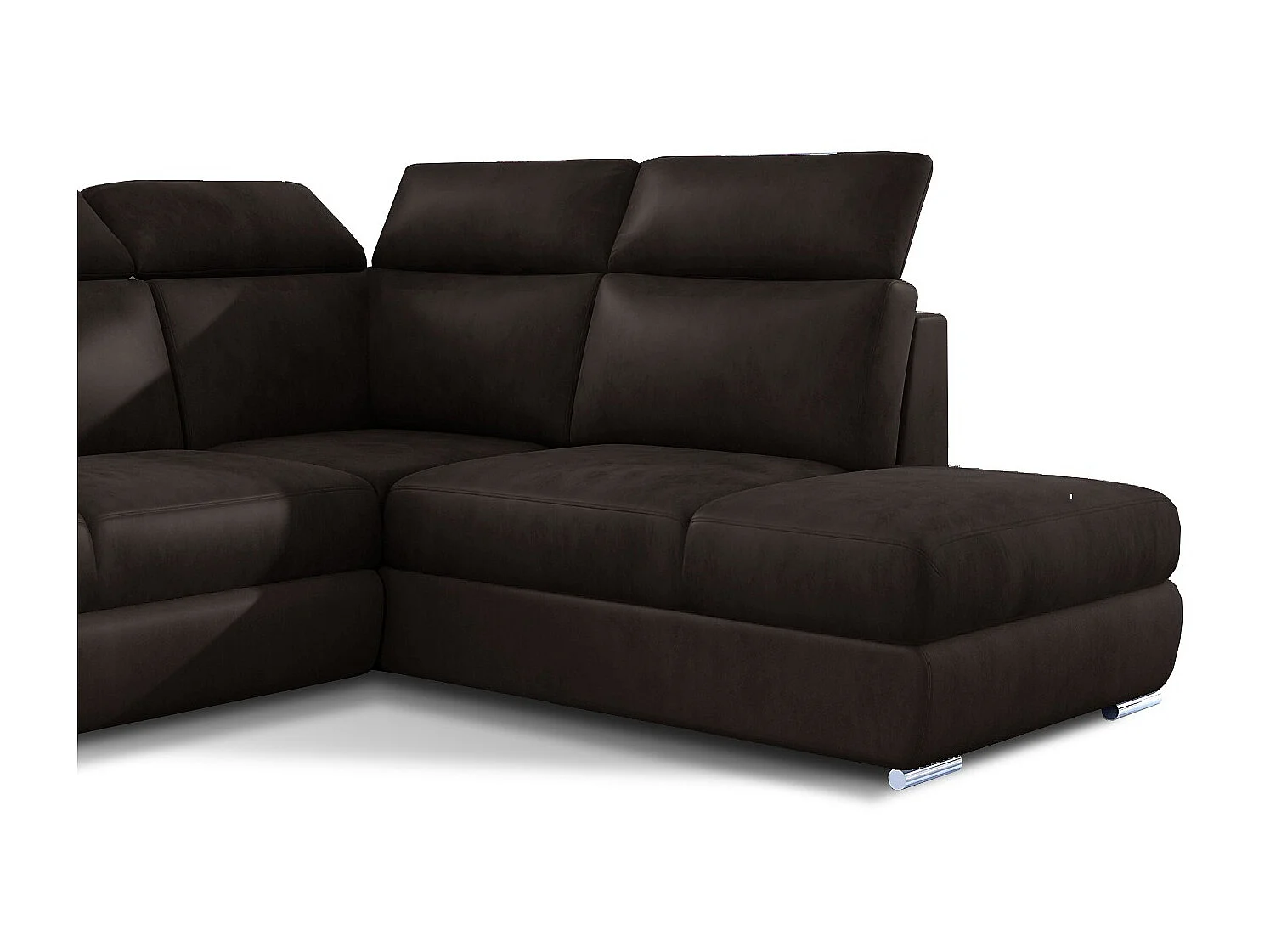 Canapé angle droit convertible velours marron avec appuis-tête réglables Kepita 260cm