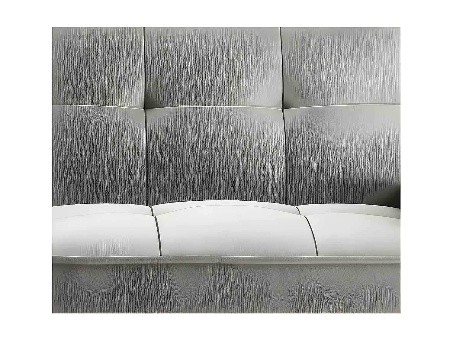 Canapé convertible 3 places tissu doux gris capitonné et pieds bois noir Bizza 220cm