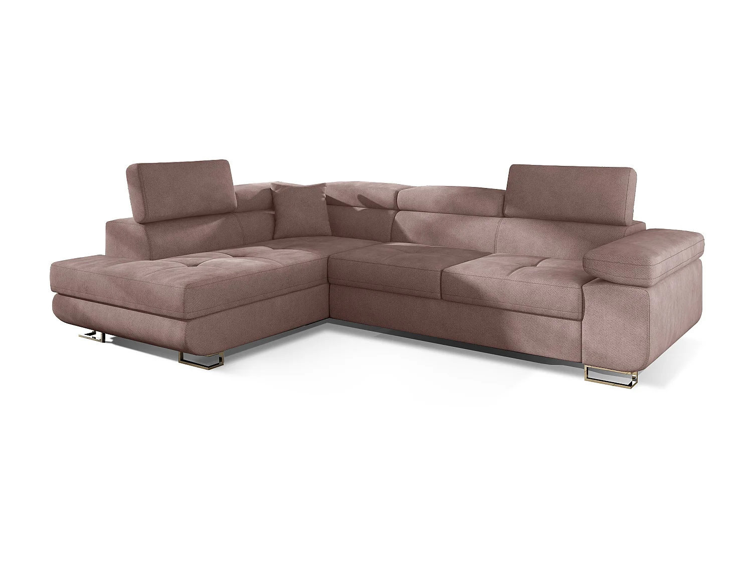 Canapé d'angle gauche convertible tissu rose clair Marka 275cm