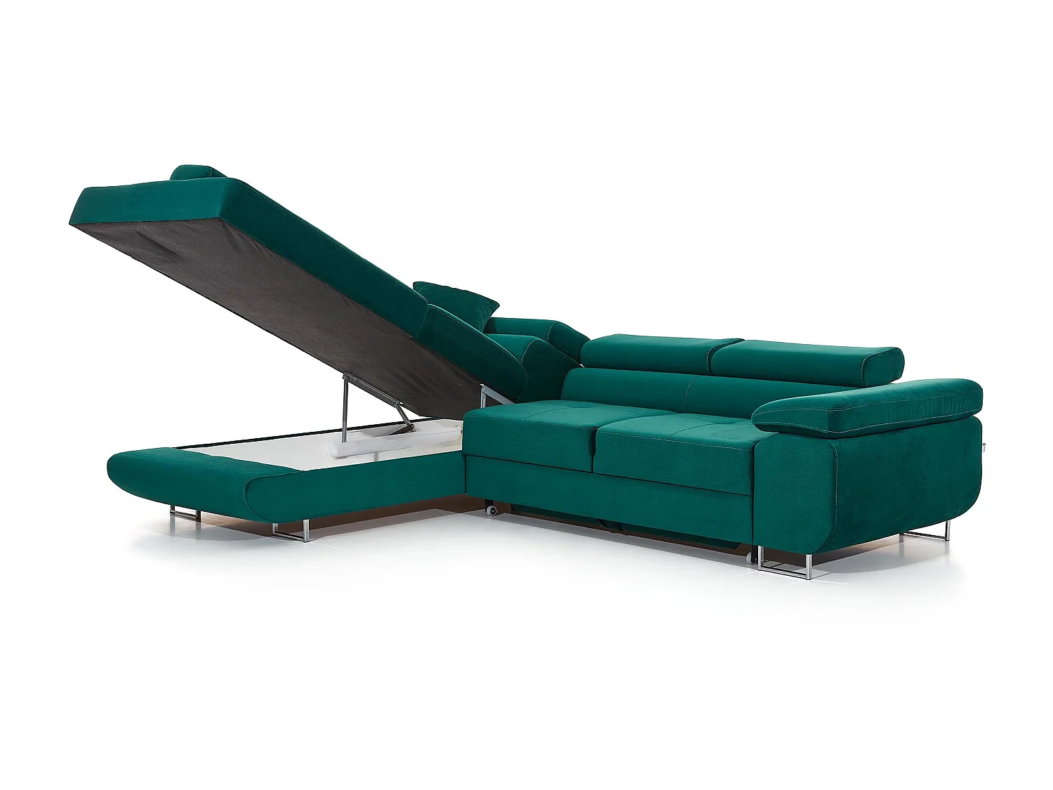 Canapé d'angle gauche convertible tissu rose clair Marka 275cm