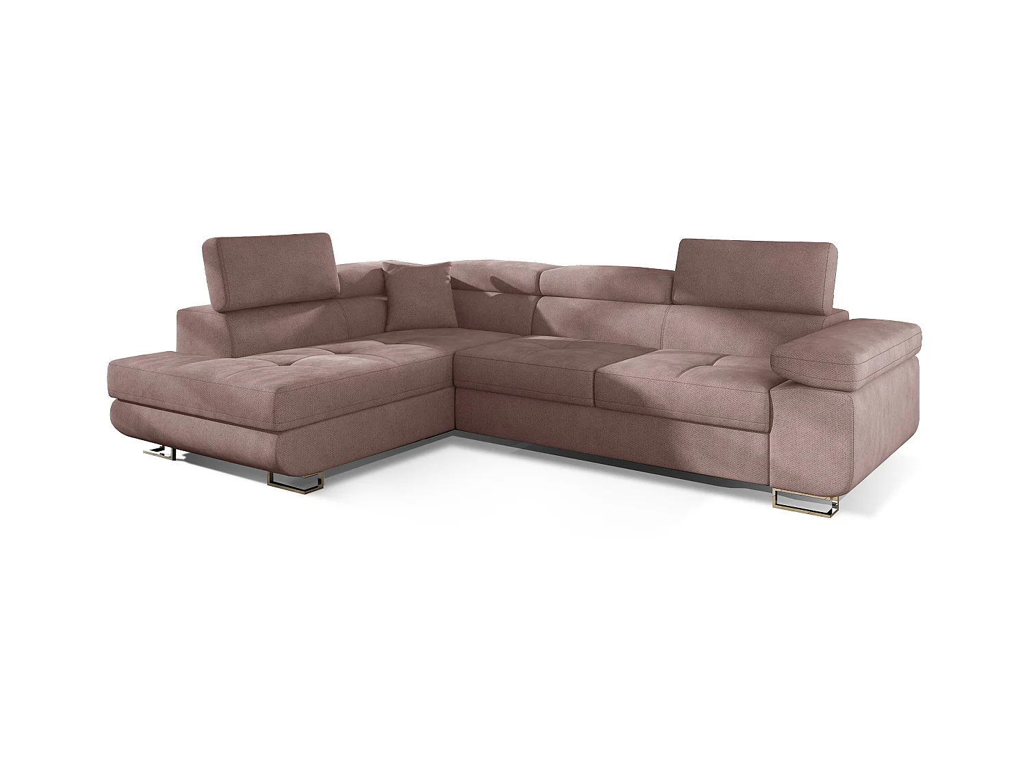 Canapé d'angle gauche convertible tissu rose clair Marka 275cm