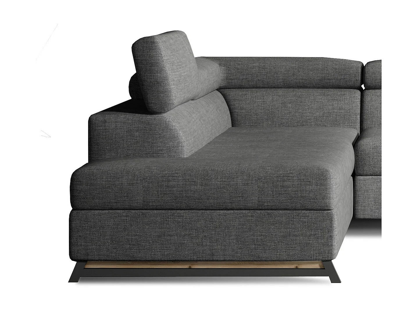 Canapé angle gauche convertible tissu gris foncé avec têtières réglables Nikos 265cm