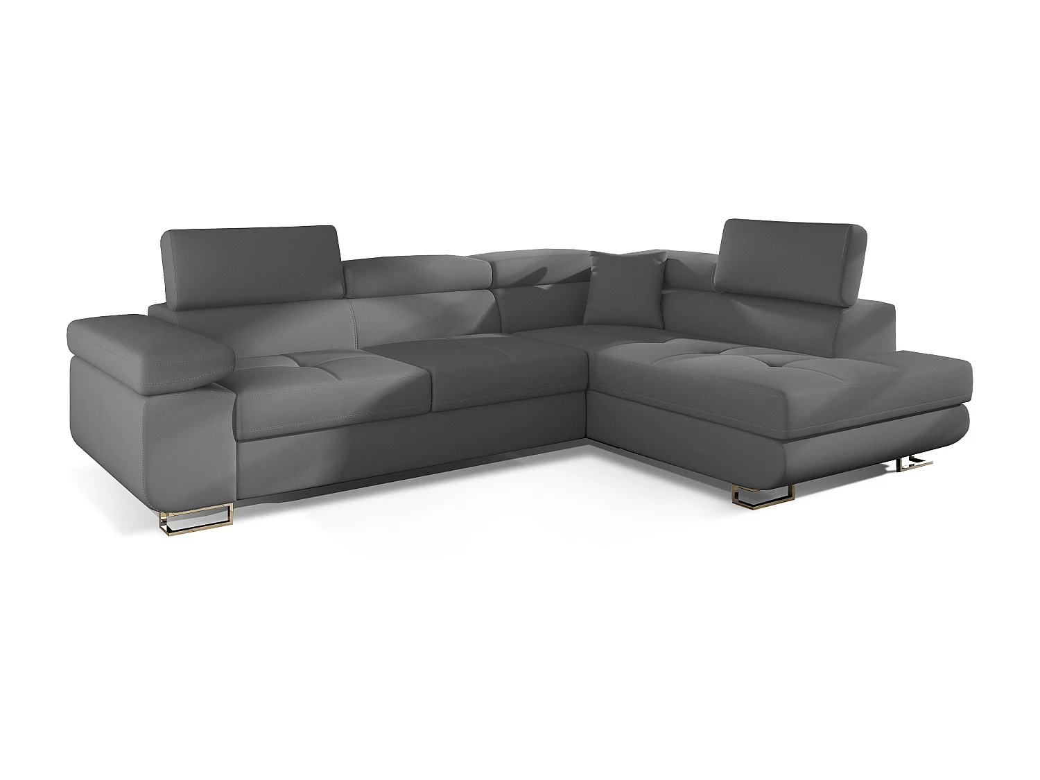 Canapé d'angle droit convertible simili cuir gris Marka 275cm