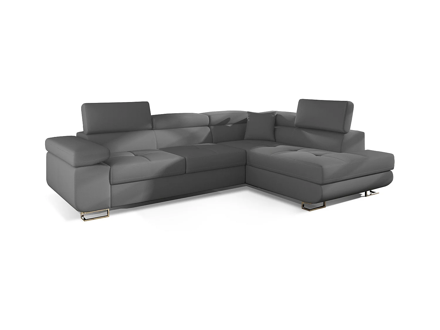 Canapé d'angle droit convertible simili cuir gris Marka 275cm