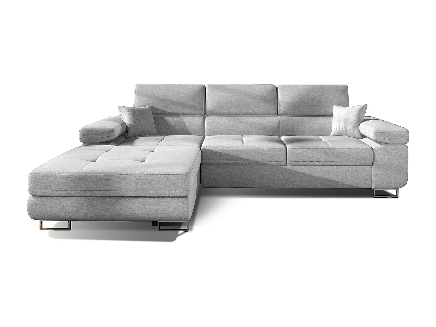 Canapé convertible d'angle gauche tissu gris clair avec rangement Wile 280cm