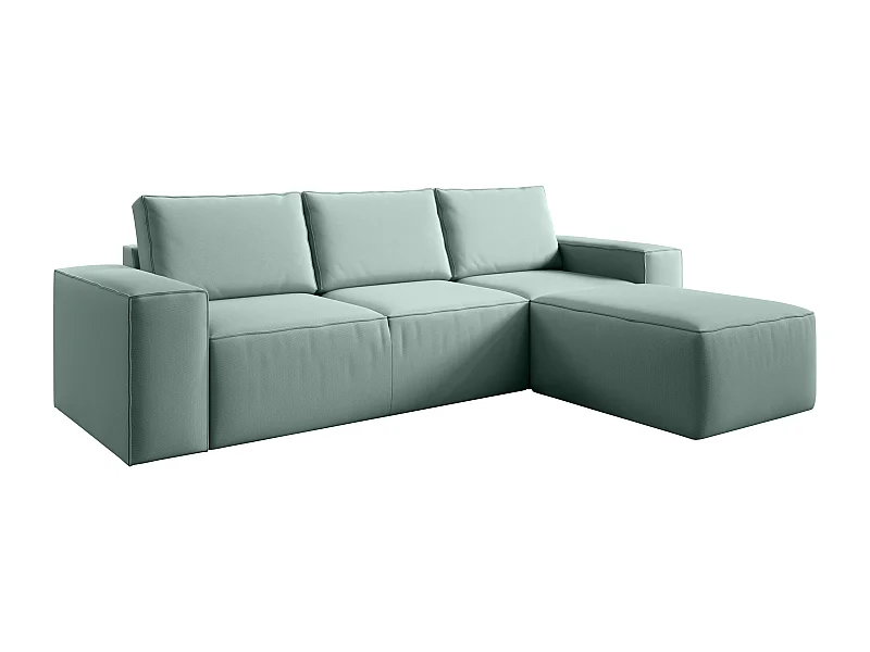 Canapé d'angle droit convertible moderne tissu vert d'eau Willace 302cm