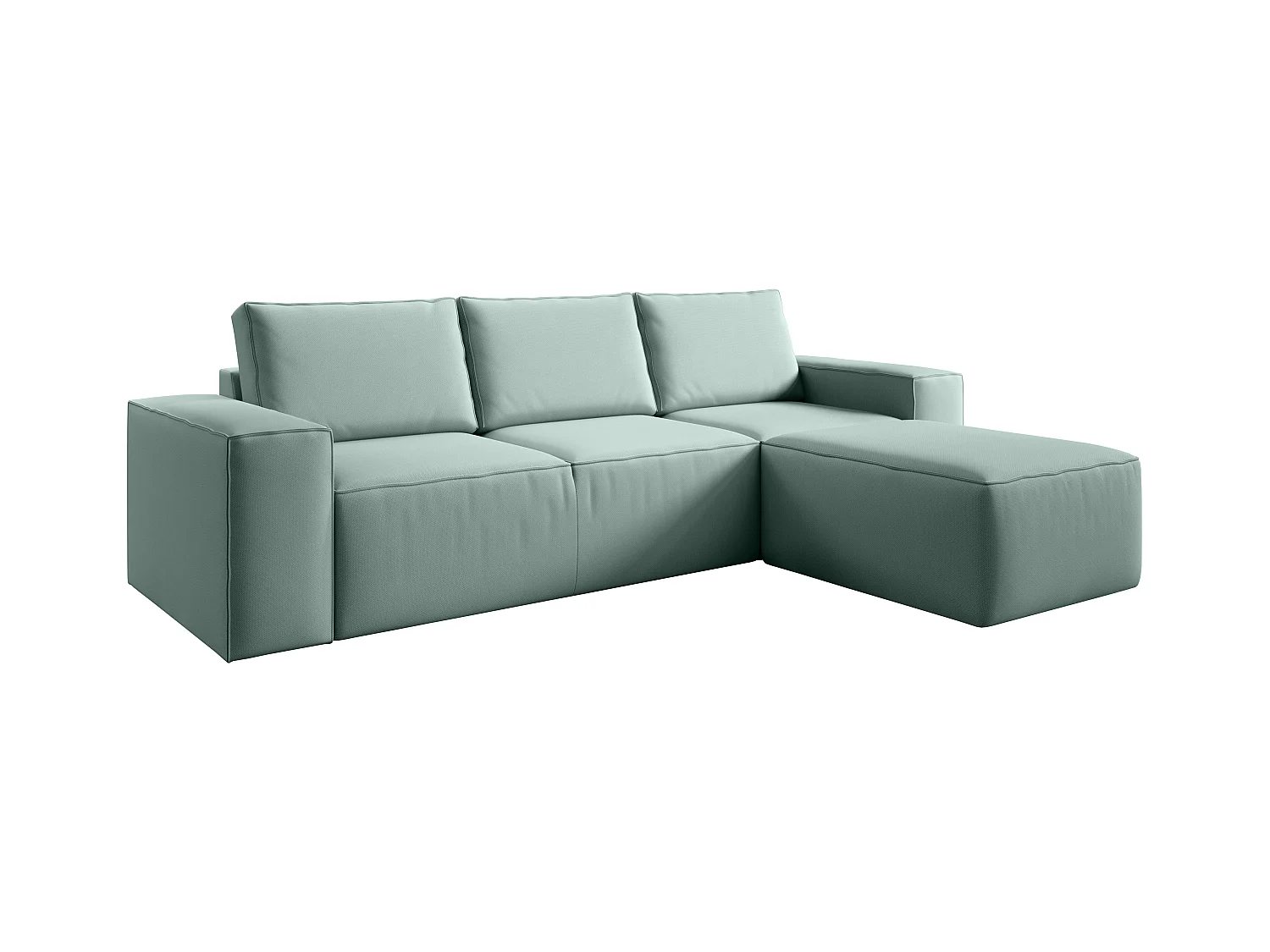 Canapé d'angle droit convertible moderne tissu vert d'eau Willace 302cm