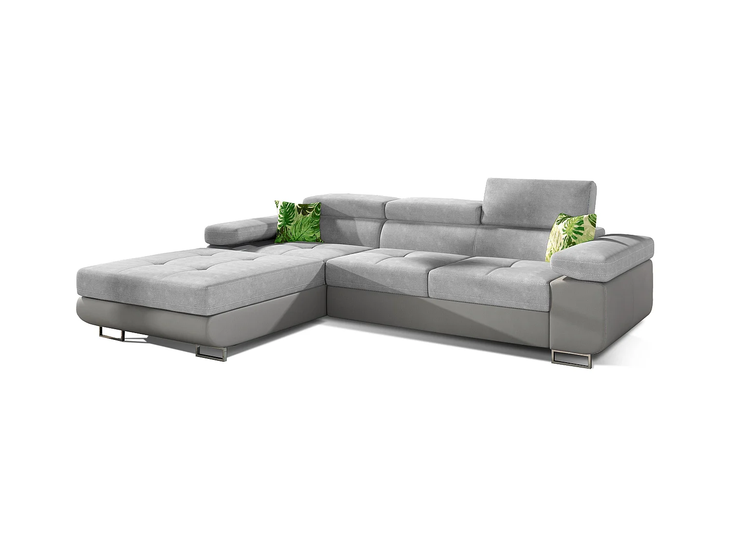 Canapé convertible d'angle gauche tissu gris et simili gris Wile 280cm