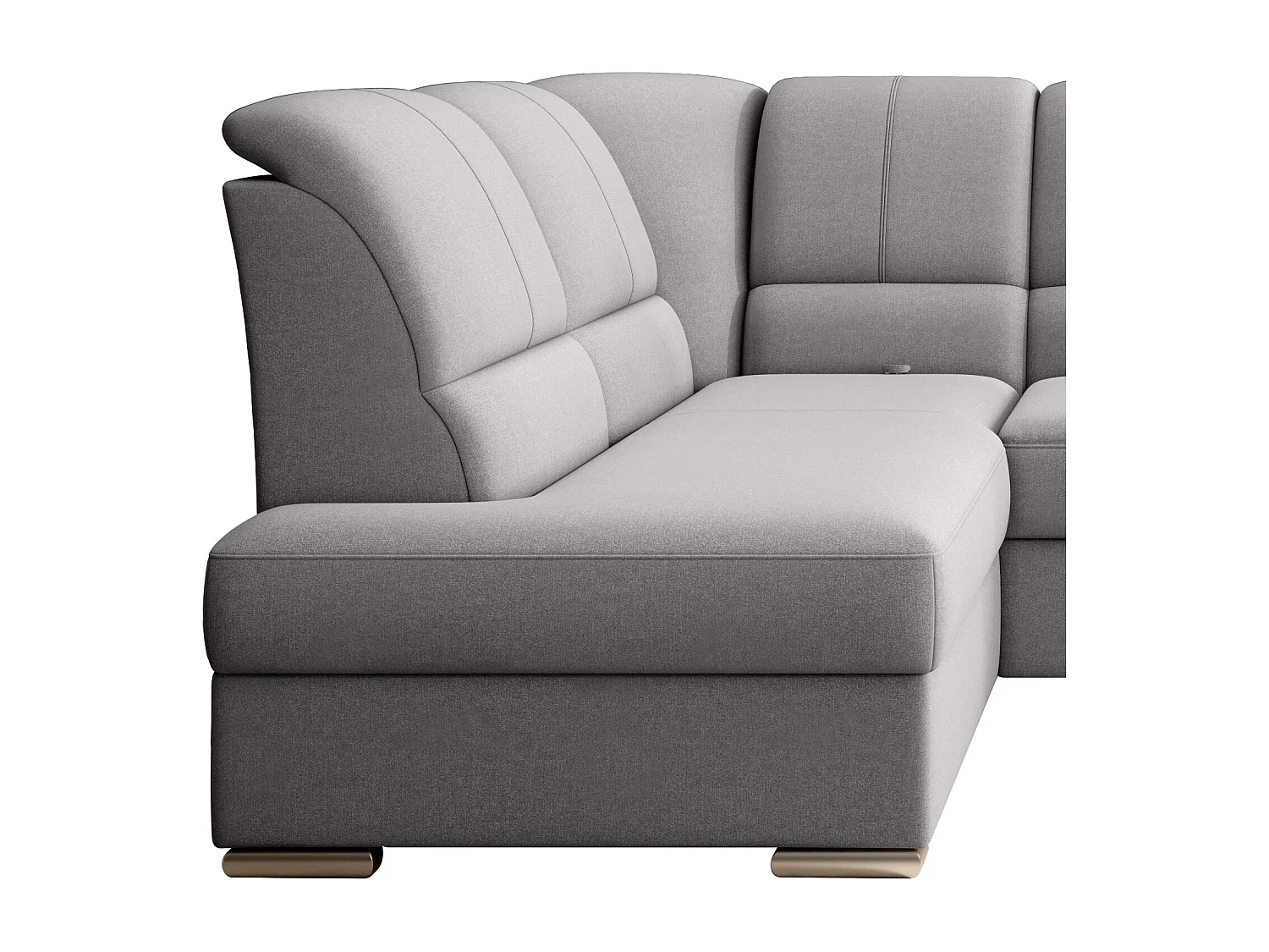 Canapé angle gauche convertible tissu gris clair et pieds acier chromé Zabor 270cm