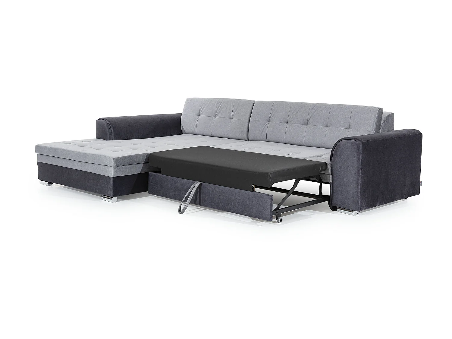 Canapé d'angle gauche convertible 4 places simili blanc Looka 295cm