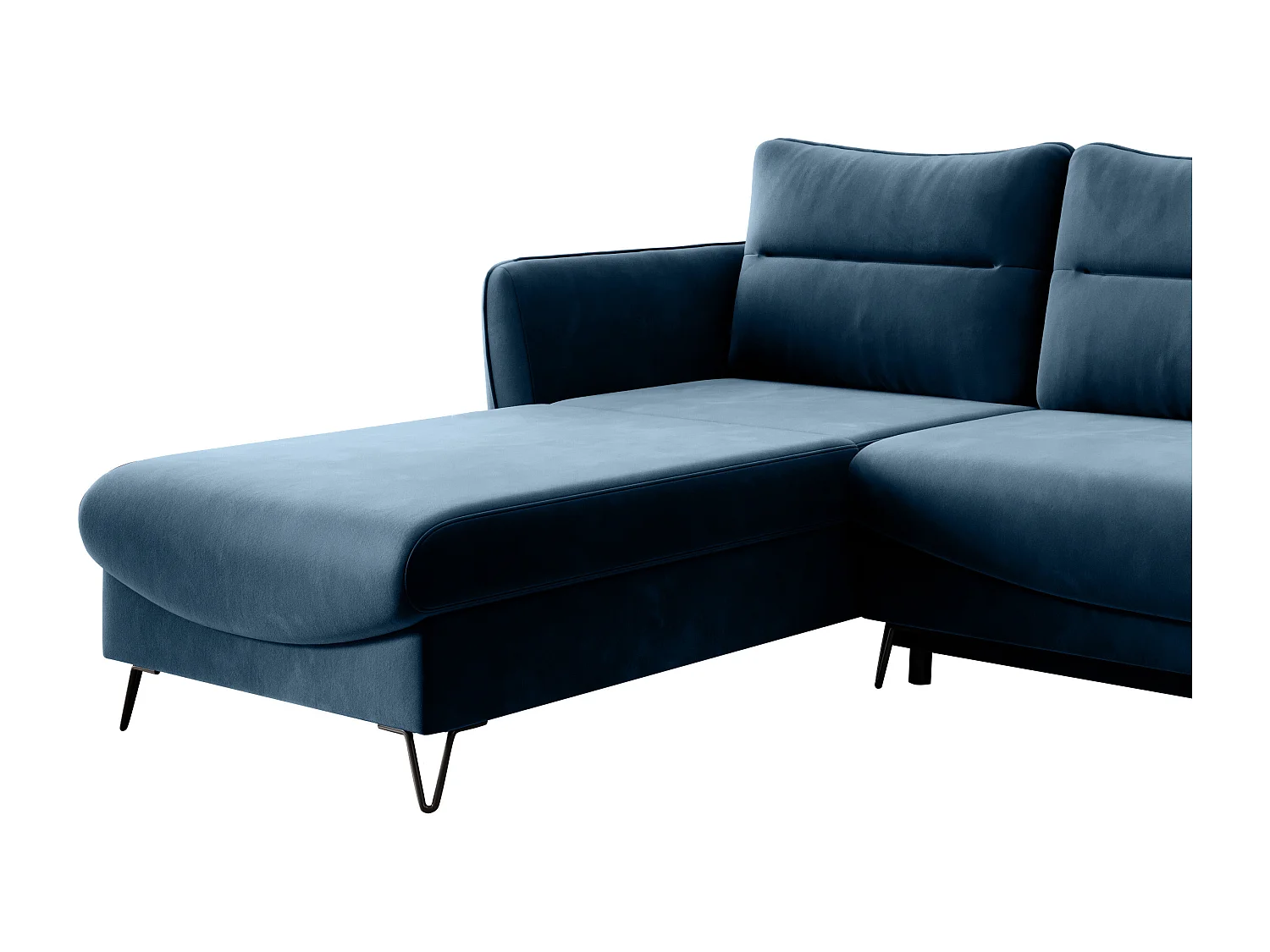 Zurik donkerblauwe stoffen converteerbare hoekbank links 276 cm