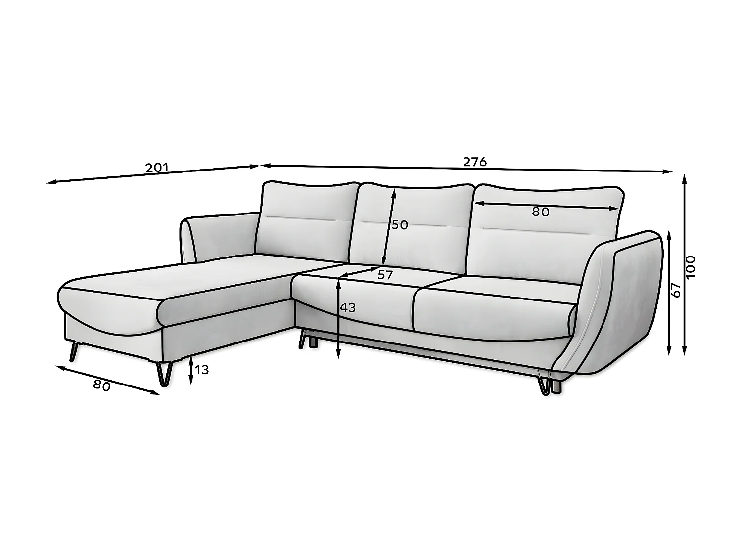 Canapé d'angle gauche convertible tissu bleu foncé Zurik 276cm