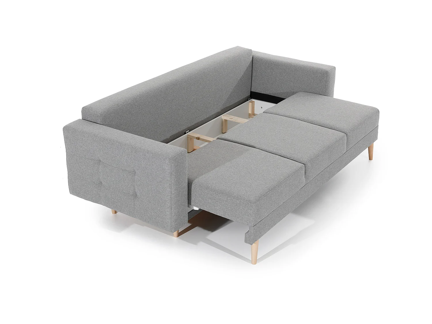 Canapé 3 places convertible matelassé tissu gris foncé Anska 235cm