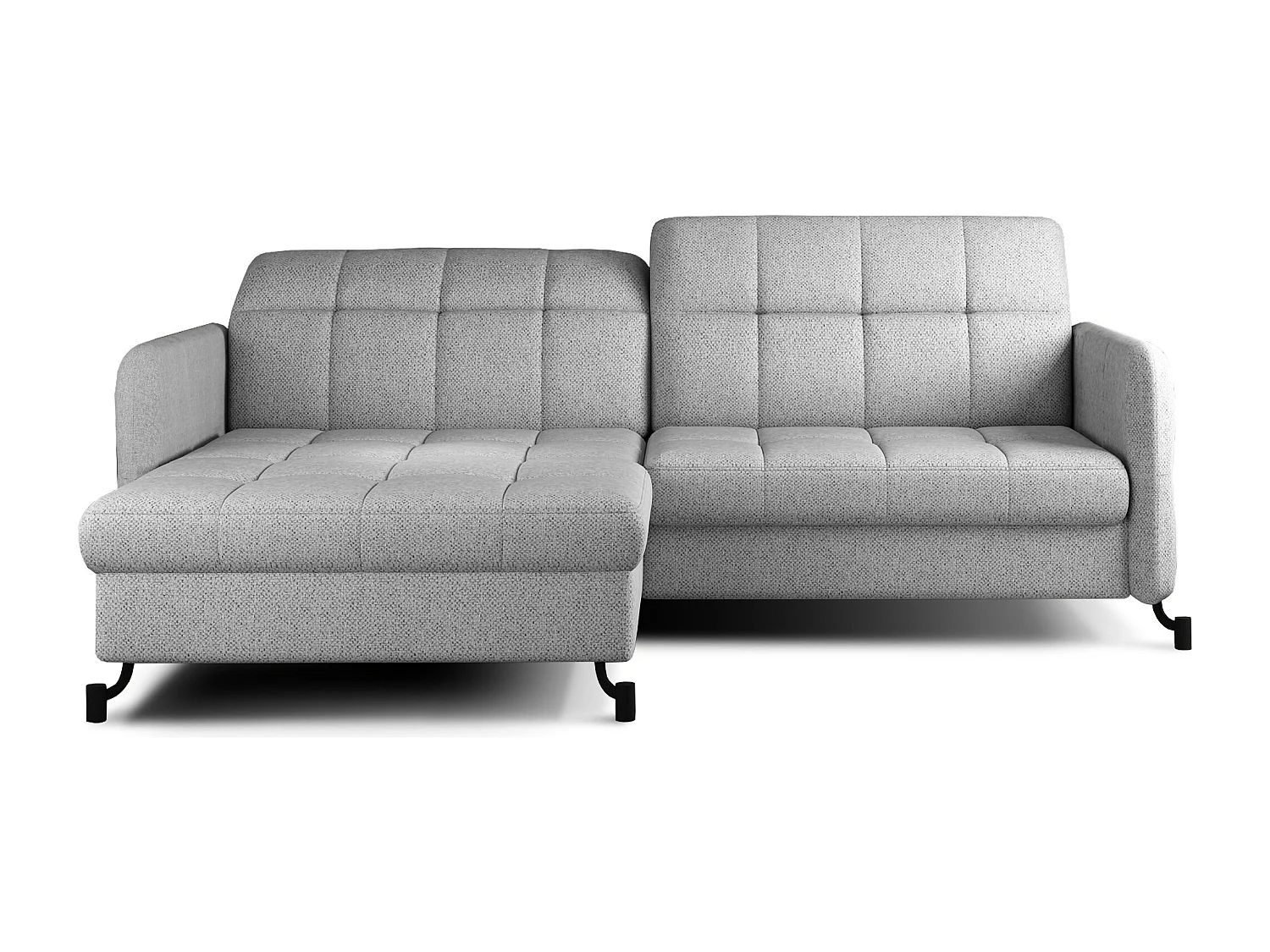 Canapé d'angle convertible tissu avec coffre de rangement LORI-Gris clair chiné-angle gauche