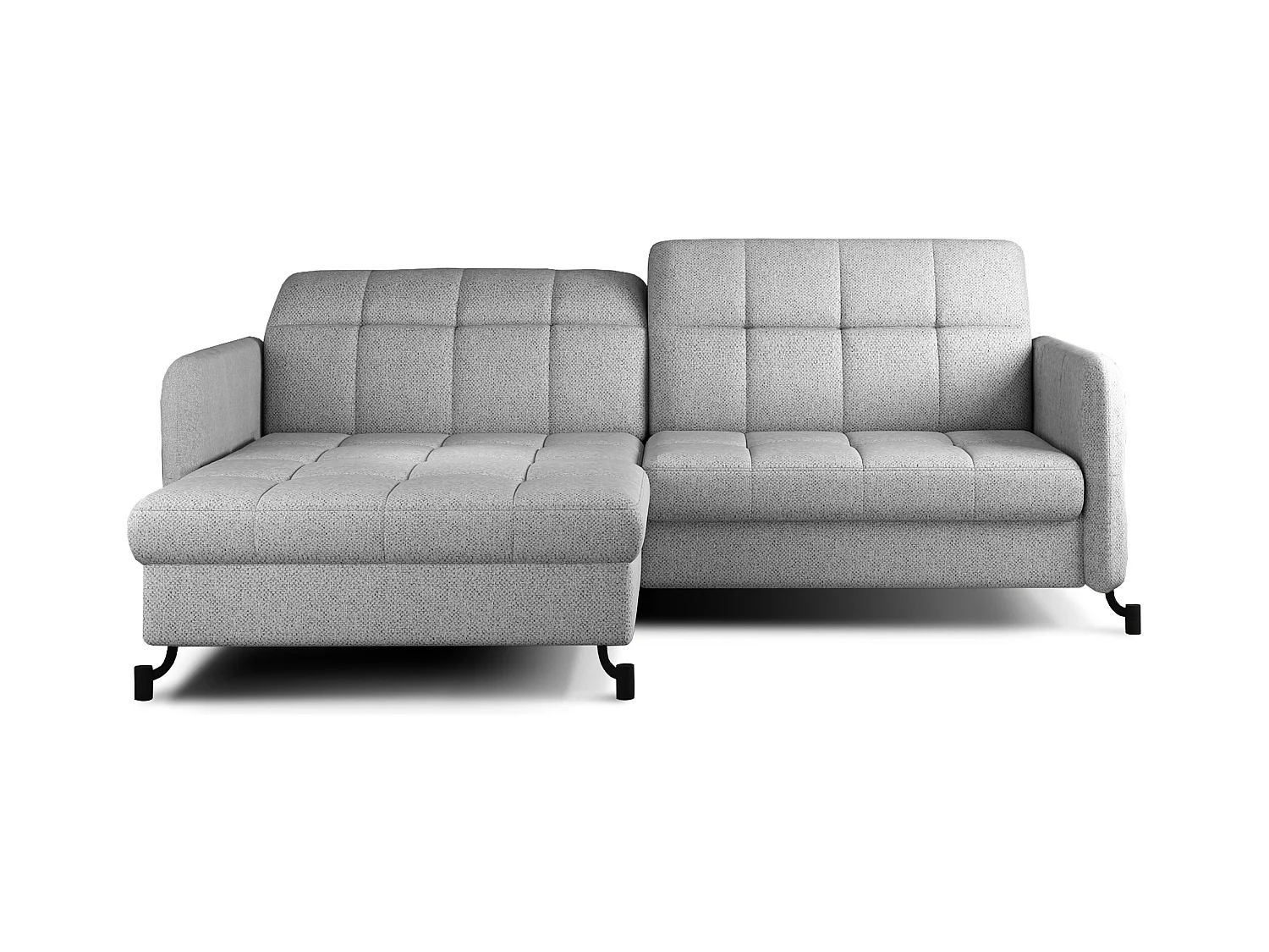 Canapé d'angle convertible tissu avec coffre de rangement LORI-Gris clair chiné-angle gauche