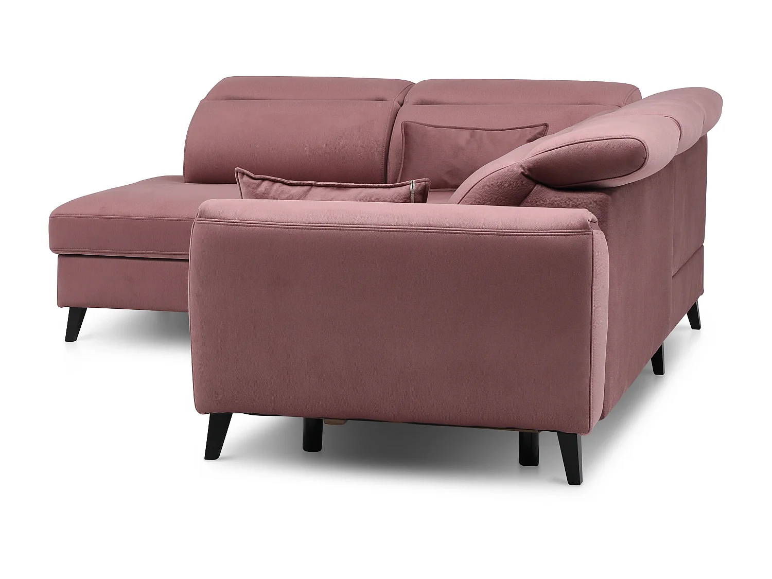 Noblesse poederroze stoffen converteerbare hoekbank links 255 cm