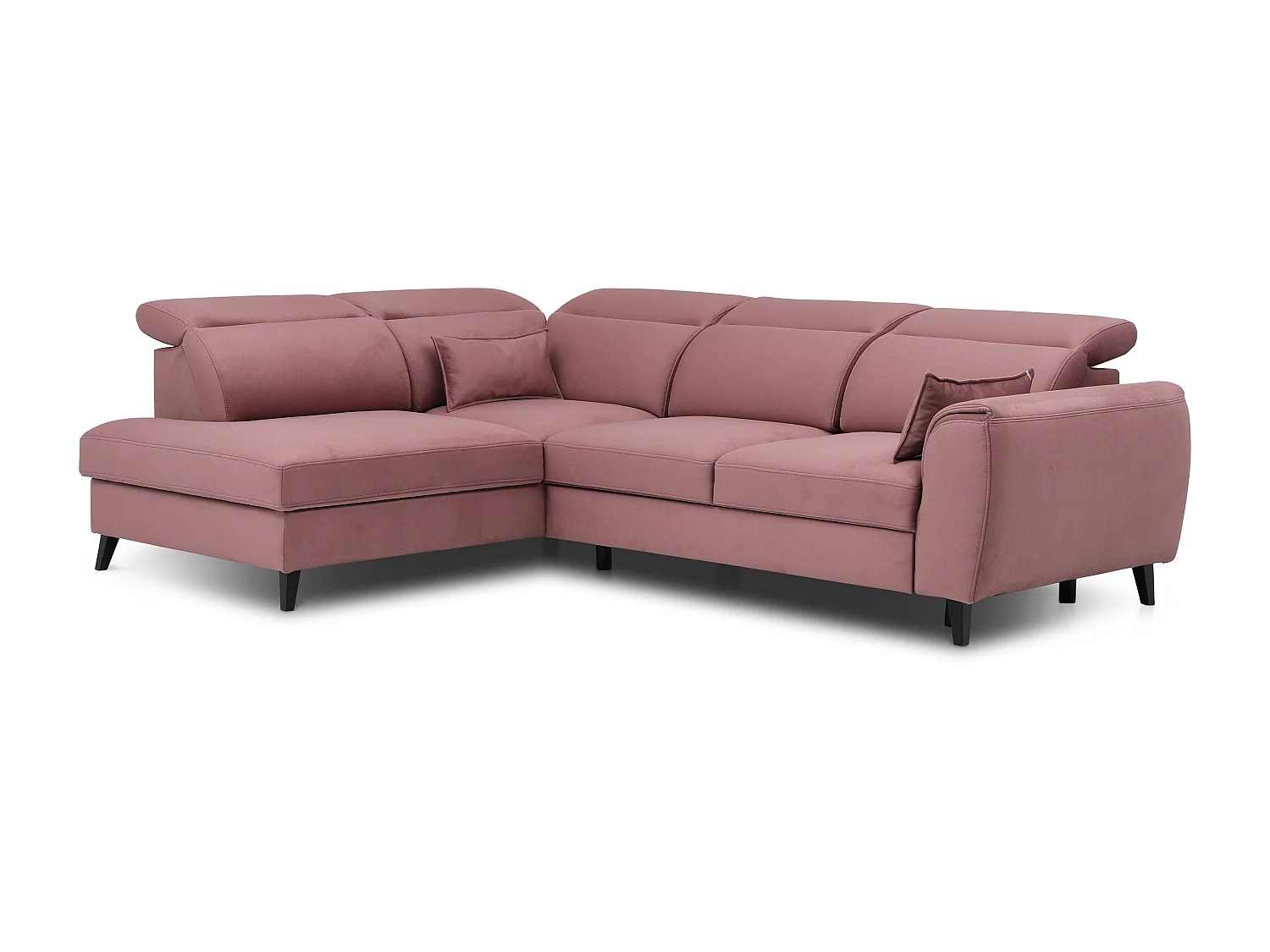 Noblesse poederroze stoffen converteerbare hoekbank links 255 cm