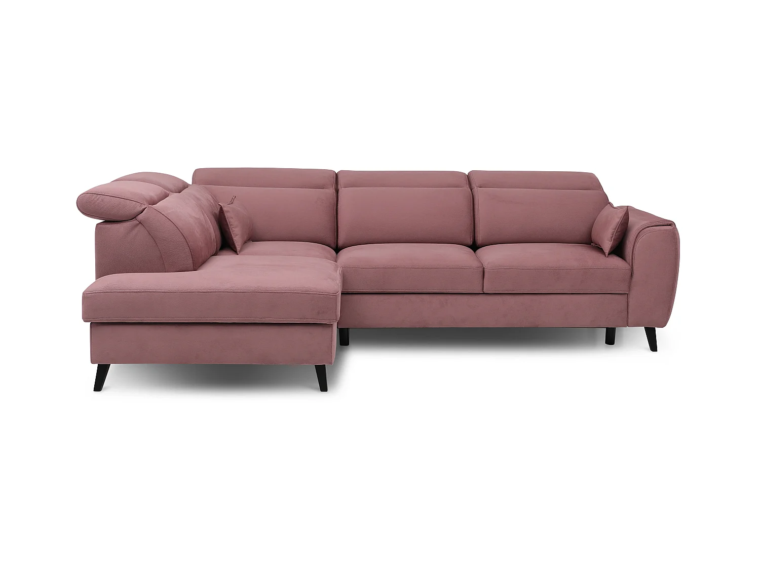Canapé d'angle gauche convertible tissu rose poudré Noblesse 255cm