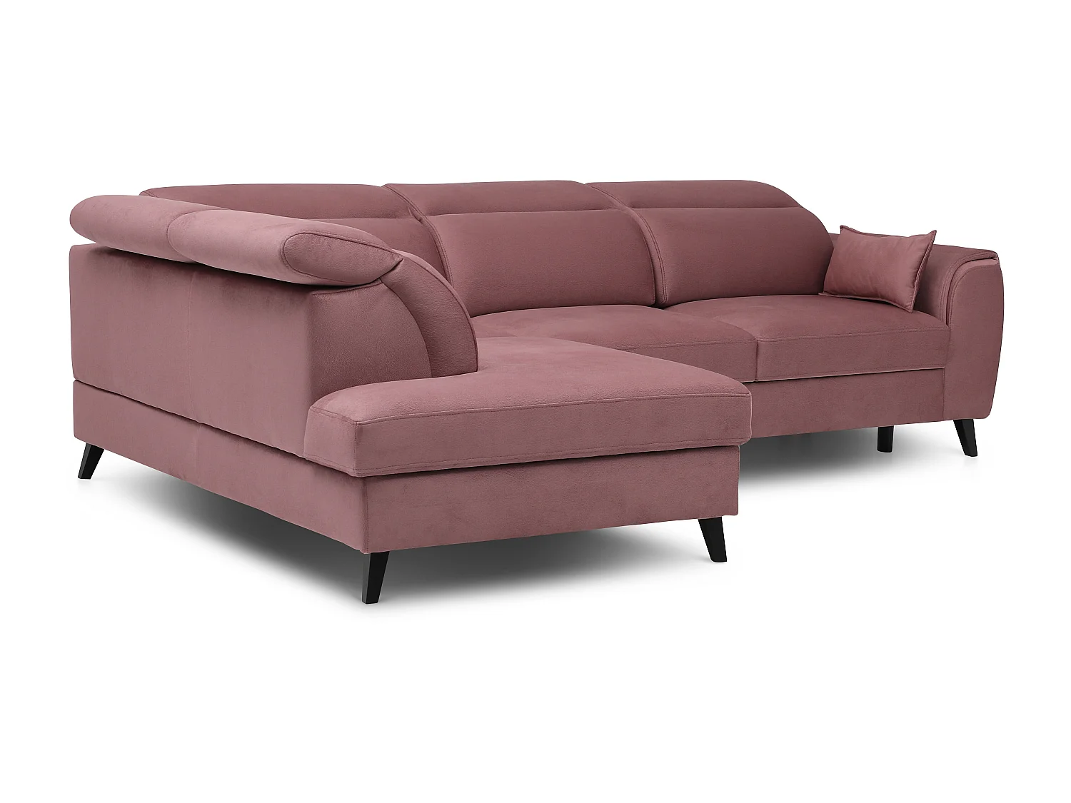 Canapé d'angle gauche convertible tissu rose poudré Noblesse 255cm