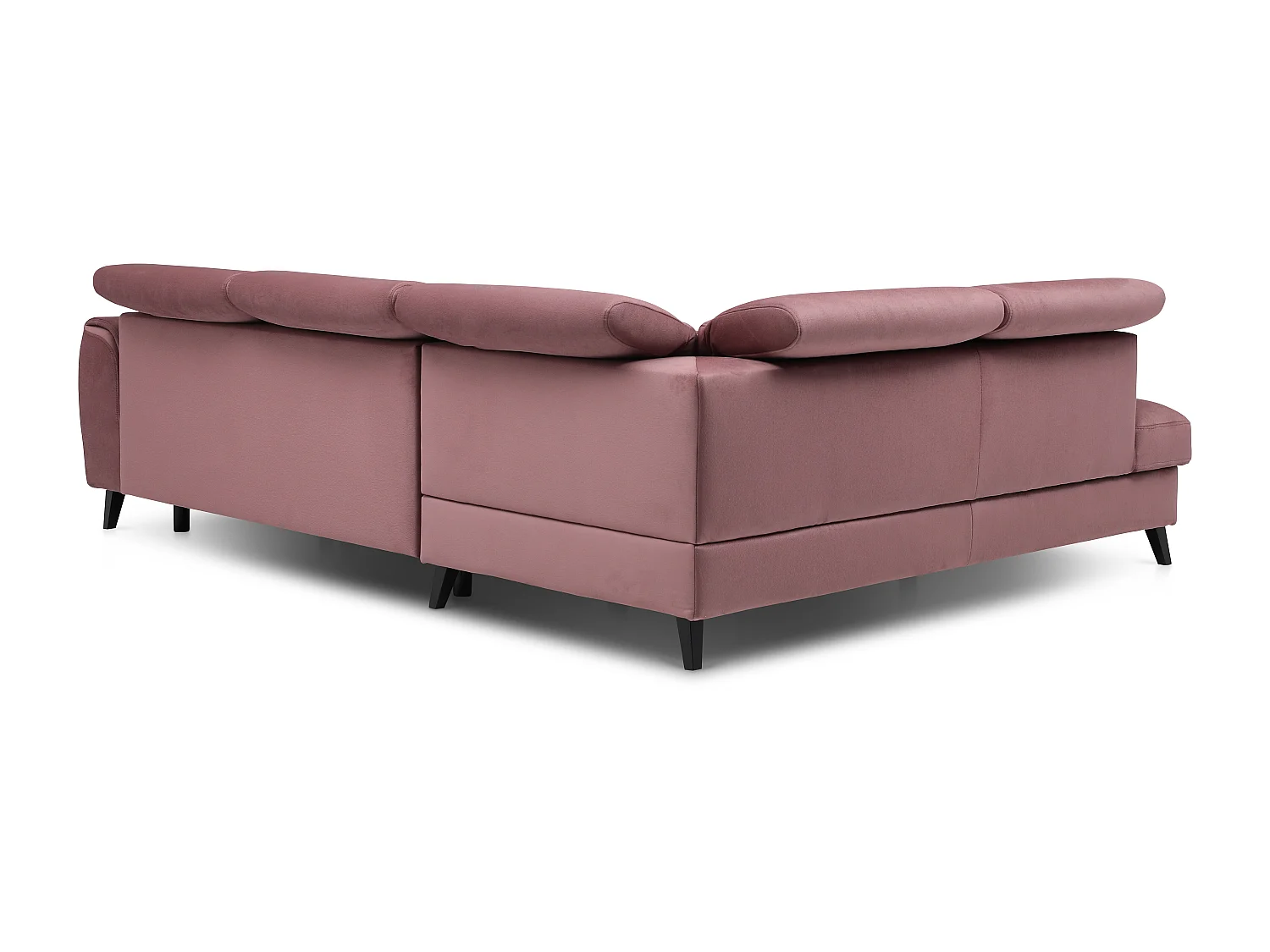 Canapé d'angle gauche convertible tissu rose poudré Noblesse 255cm