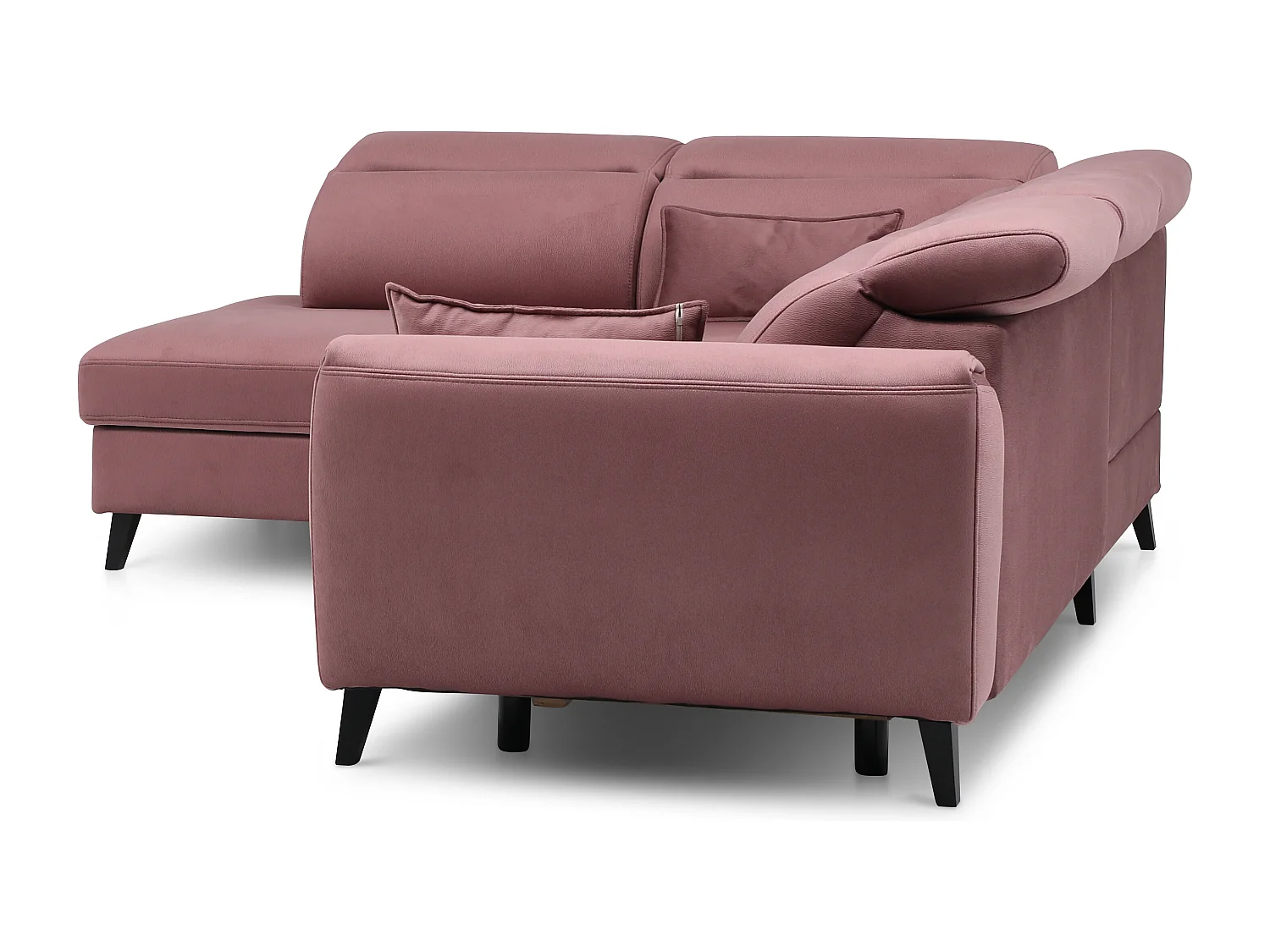 Canapé d'angle gauche convertible tissu rose poudré Noblesse 255cm