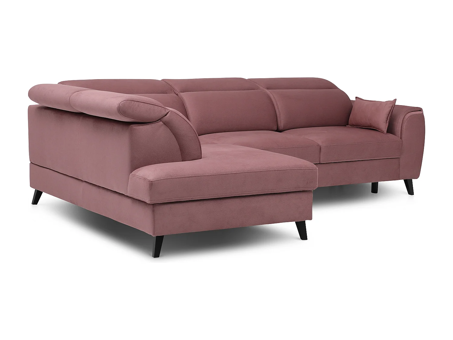 Canapé d'angle gauche convertible tissu rose poudré Noblesse 255cm