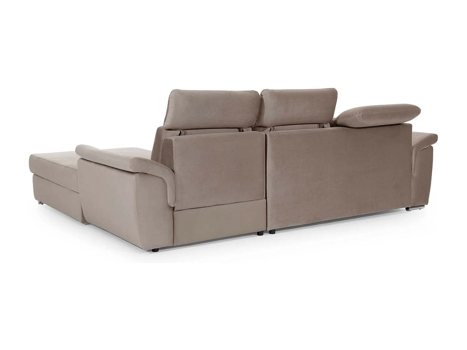 Canapé convertible d'angle droit simili blanc et tissu gris clair Suzy 272cm