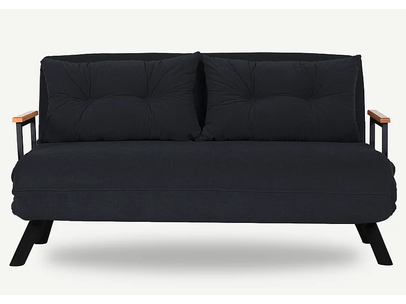Canapé convertible tissu Sylvano-Couleur Noir-2 places