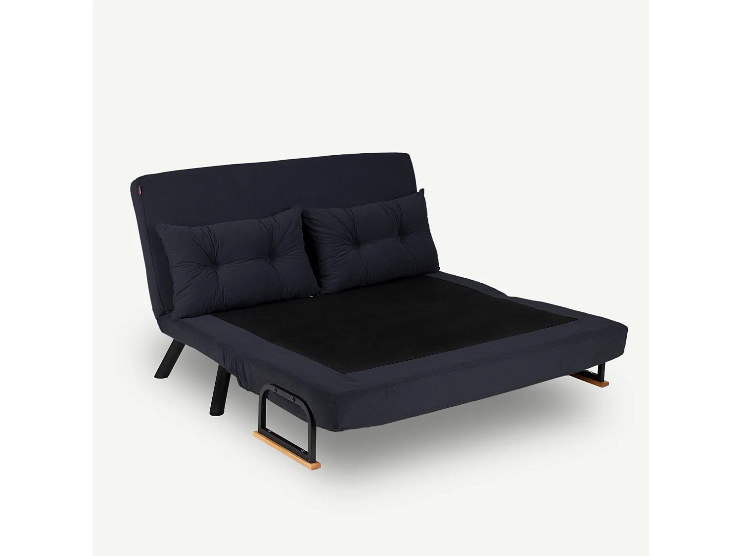 Canapé convertible tissu Sylvano-Couleur Noir-2 places