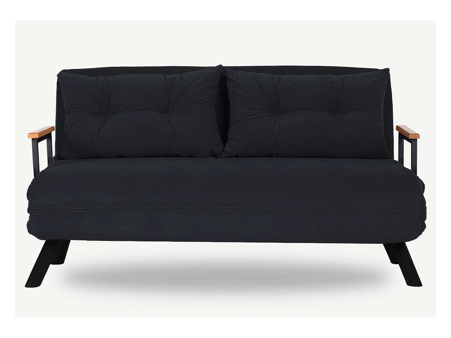 Canapé convertible tissu Sylvano-Couleur Noir-2 places