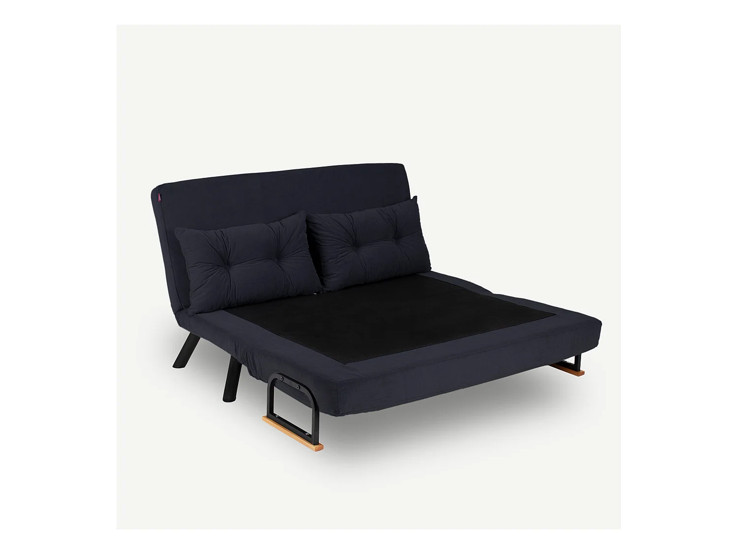 Canapé convertible tissu Sylvano-Couleur Noir-2 places
