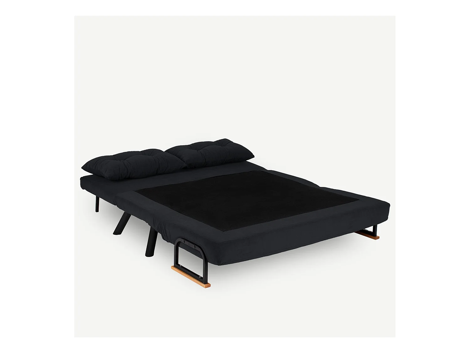 Canapé convertible tissu Sylvano-Couleur Noir-2 places