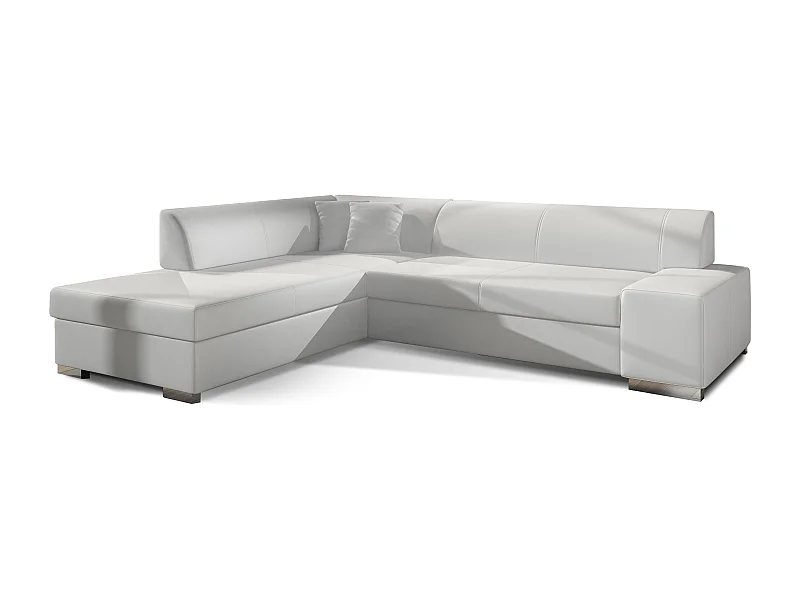 Canapé convertible moderne angle gauche simili cuir blanc Plazo 278cm