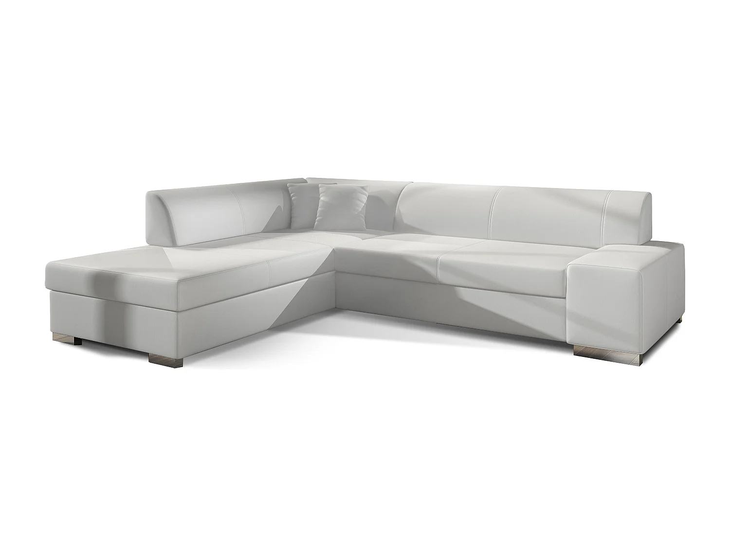 Canapé convertible moderne angle gauche simili cuir blanc Plazo 278cm