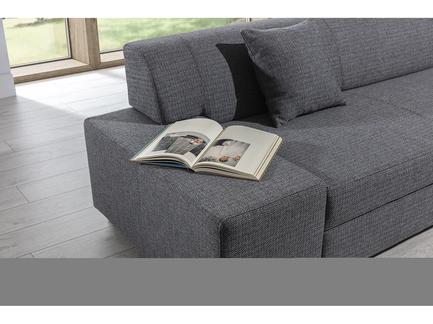 Canapé convertible moderne angle gauche simili cuir blanc Plazo 278cm