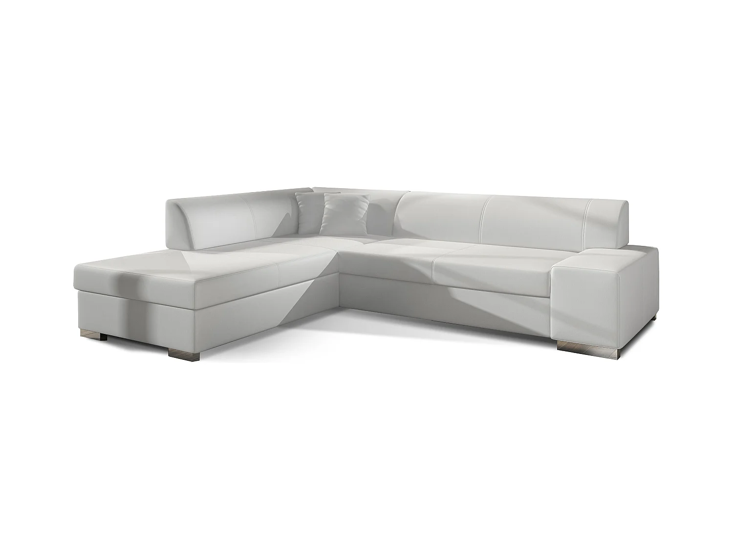 Canapé convertible moderne angle gauche simili cuir blanc Plazo 278cm