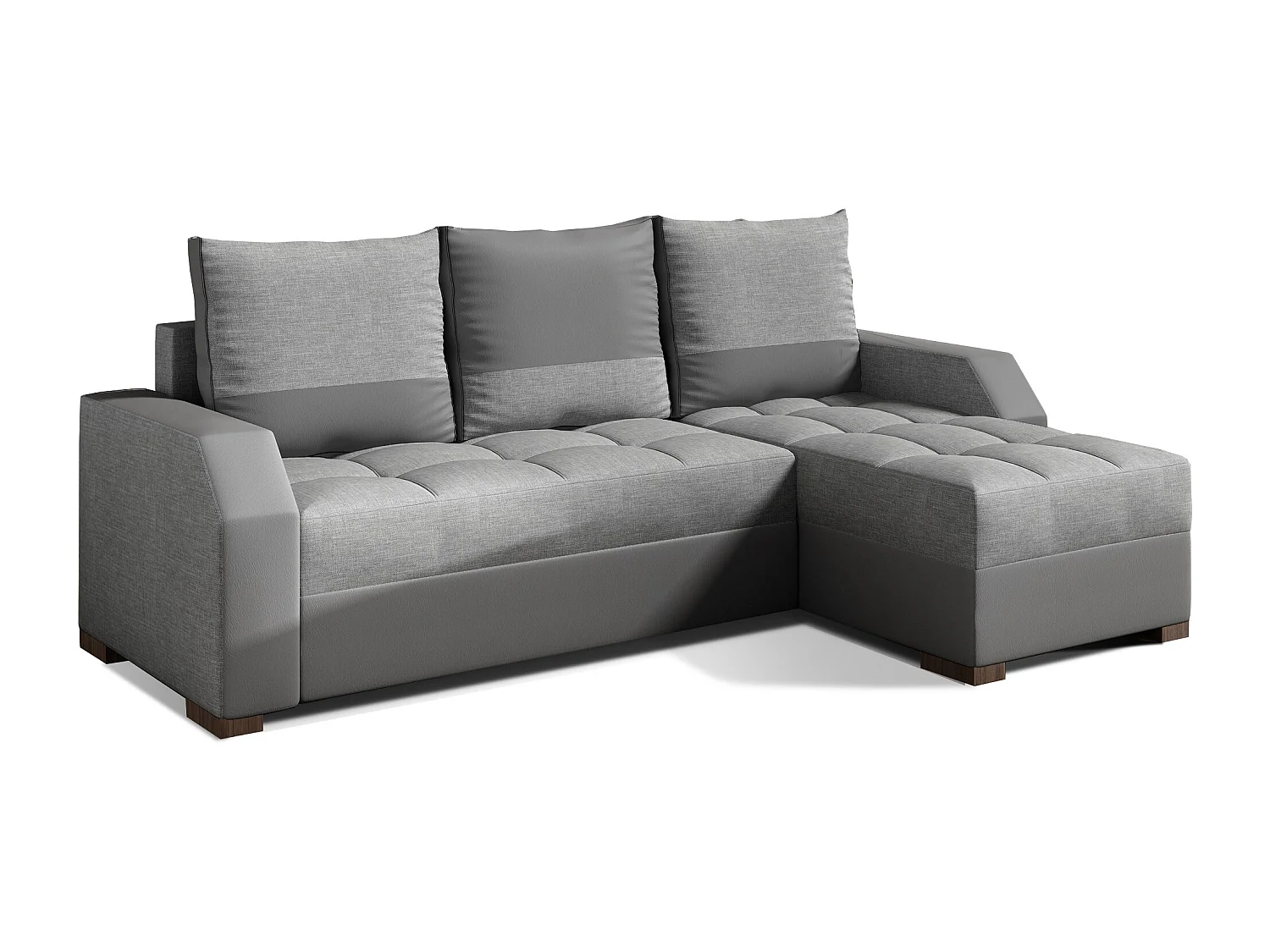 Canapé convertible angle réversible design tissu gris et simili cuir gris Zarky 250cm