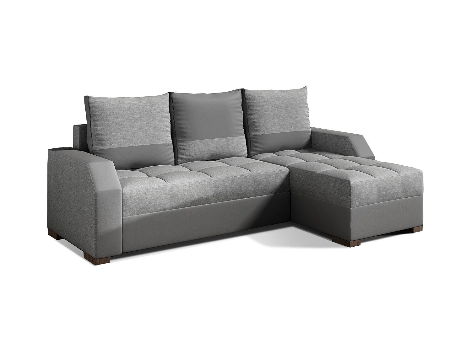 Canapé convertible angle réversible design tissu gris et simili cuir gris Zarky 250cm