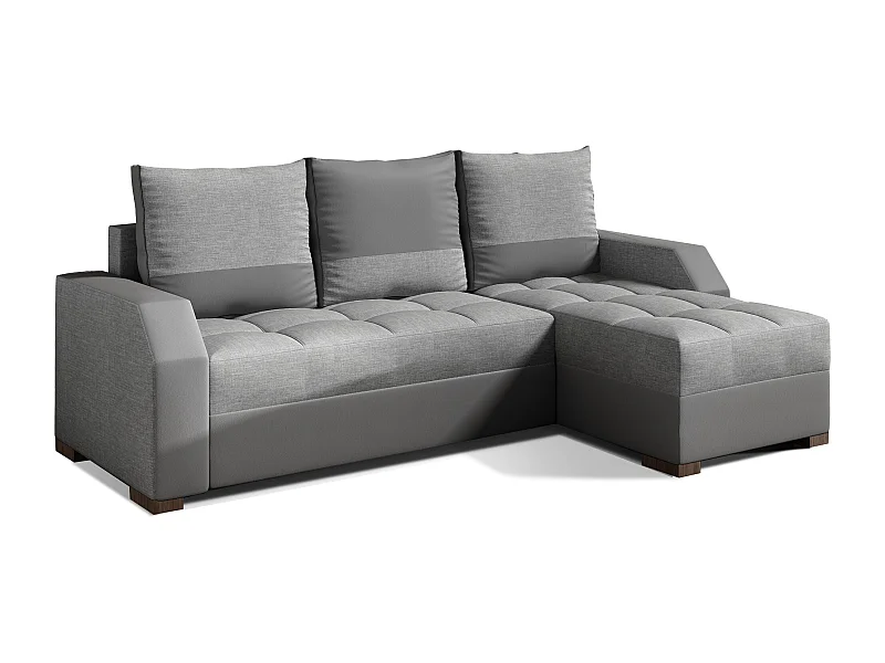 Designer omkeerbare hoekslaapbank in grijze stof en grijs kunstleer Zarky 250 cm