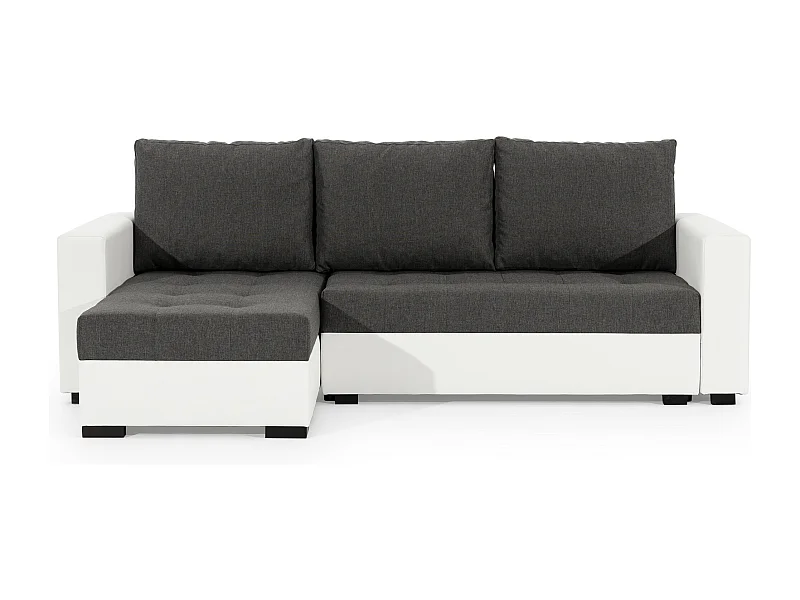 Canapé d'angle convertible et réversible simili cuir blanc et noir Zelly