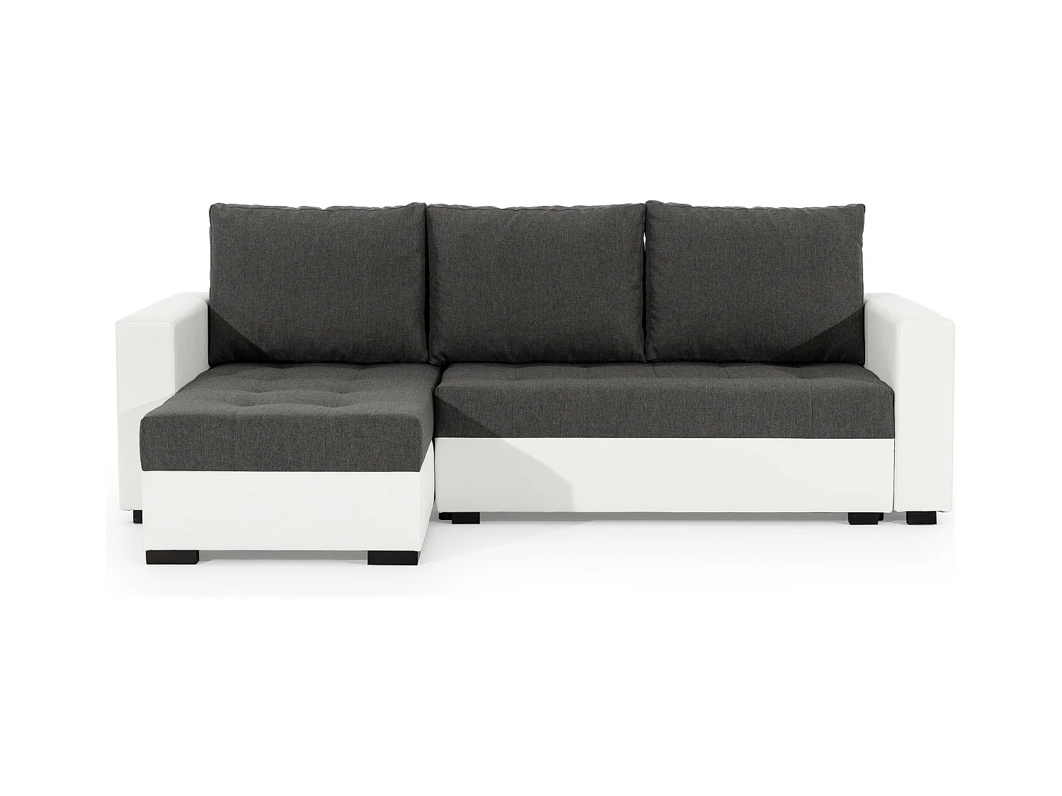 Canapé d'angle convertible et réversible simili cuir blanc et noir Zelly