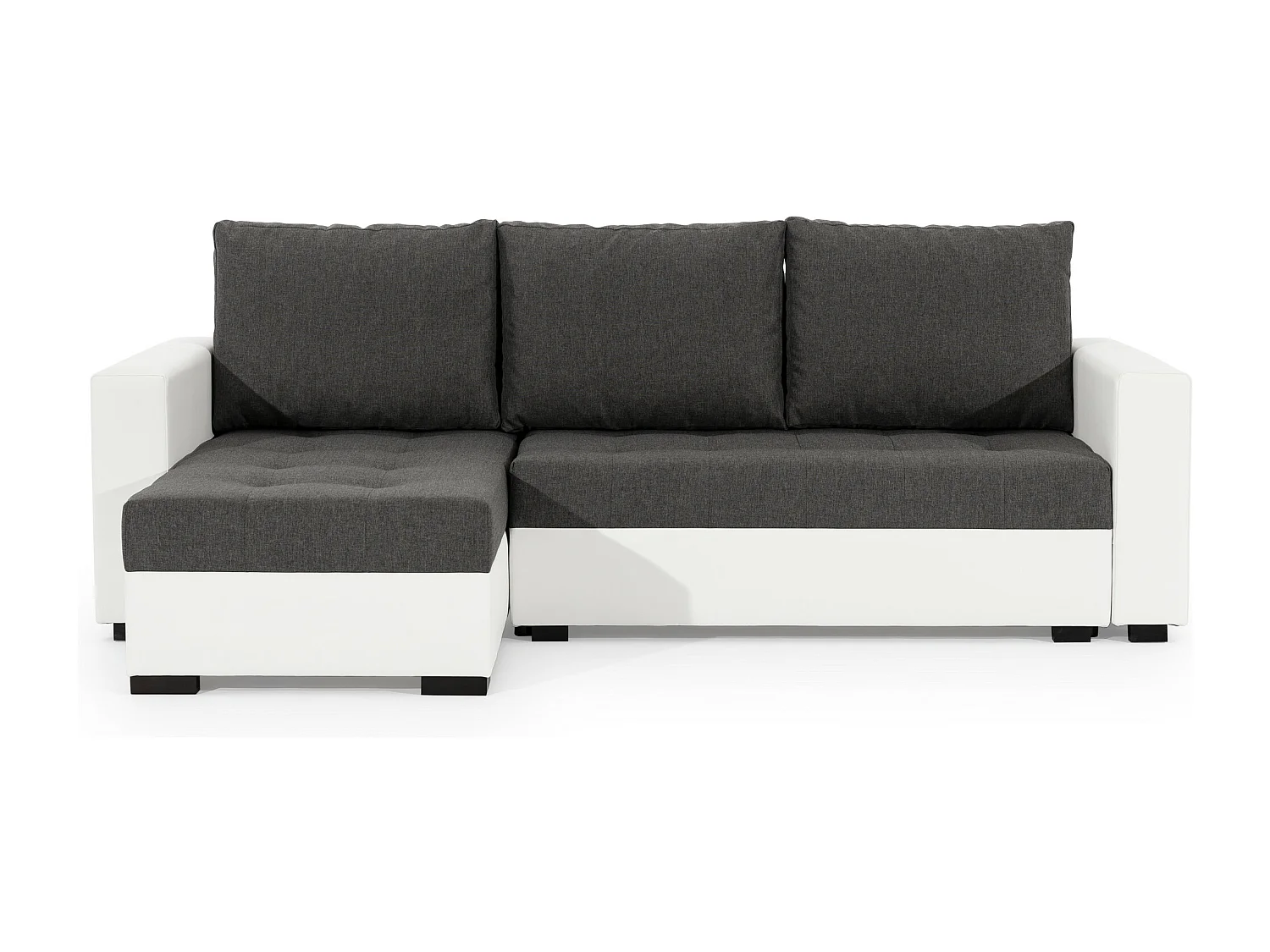 Canapé d'angle convertible et réversible simili cuir blanc et noir Zelly