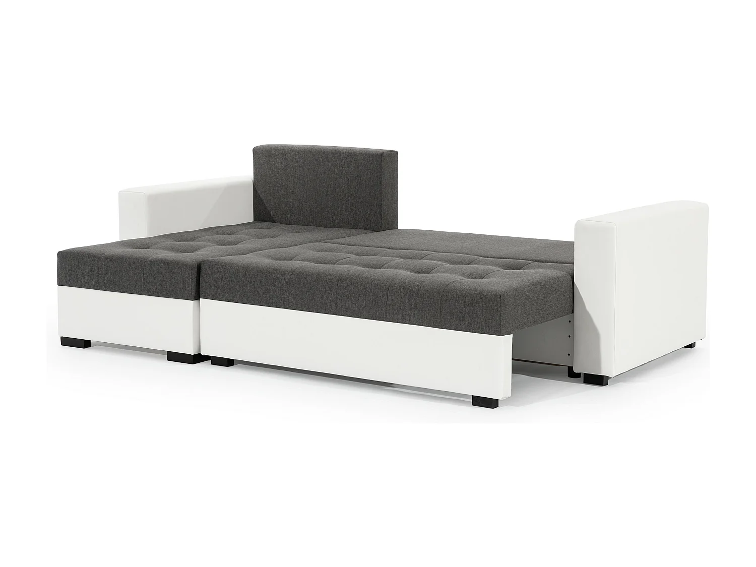 Canapé d'angle convertible et réversible simili cuir blanc et noir Zelly