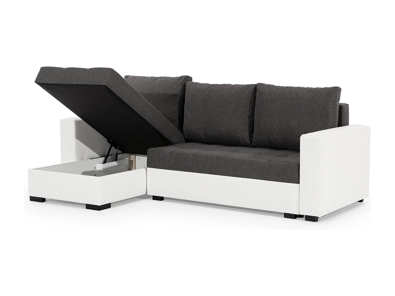 Canapé d'angle convertible et réversible simili cuir blanc et noir Zelly